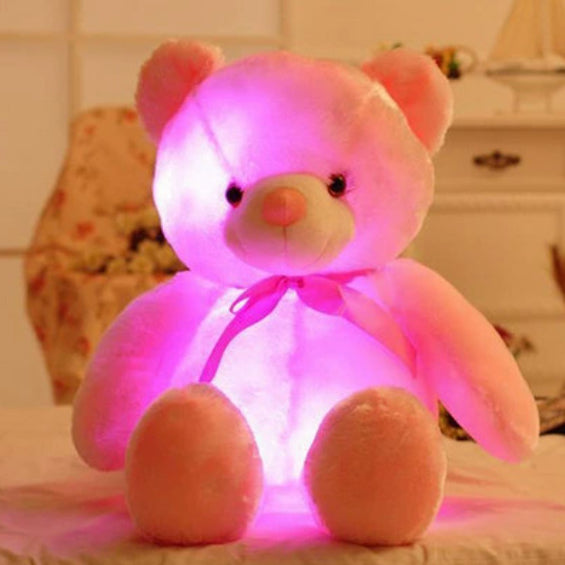 Ours en peluche lumineux à LED, jouet en peluche coloré et brillant, cadeau de Noël pour enfants, oreiller