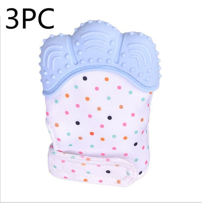 Anneau de dentition pour bébé, gants molaires en silicone anti-morsure, jouets sonores pour enfants
