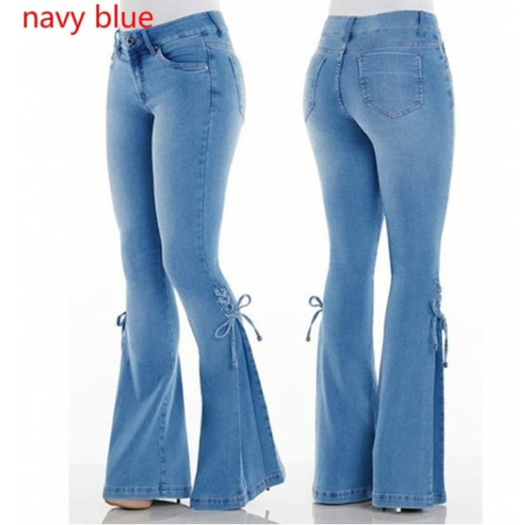 Vaqueros de mujer tiro medio, pantalones vaqueros elásticos