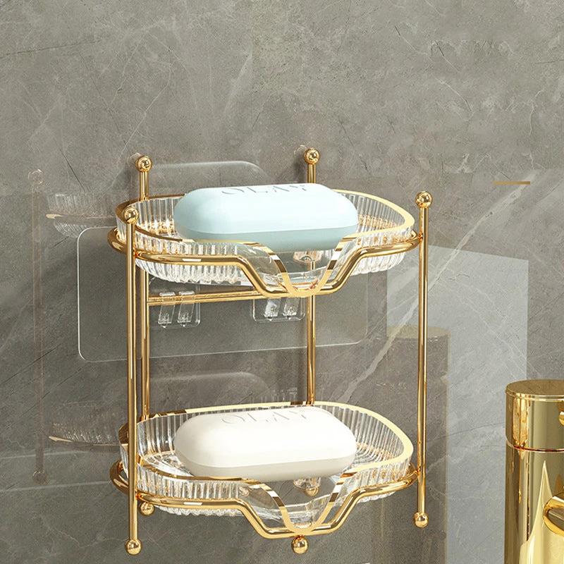 Soap box wall-mounted double-layer soap rack no punching by eprolo