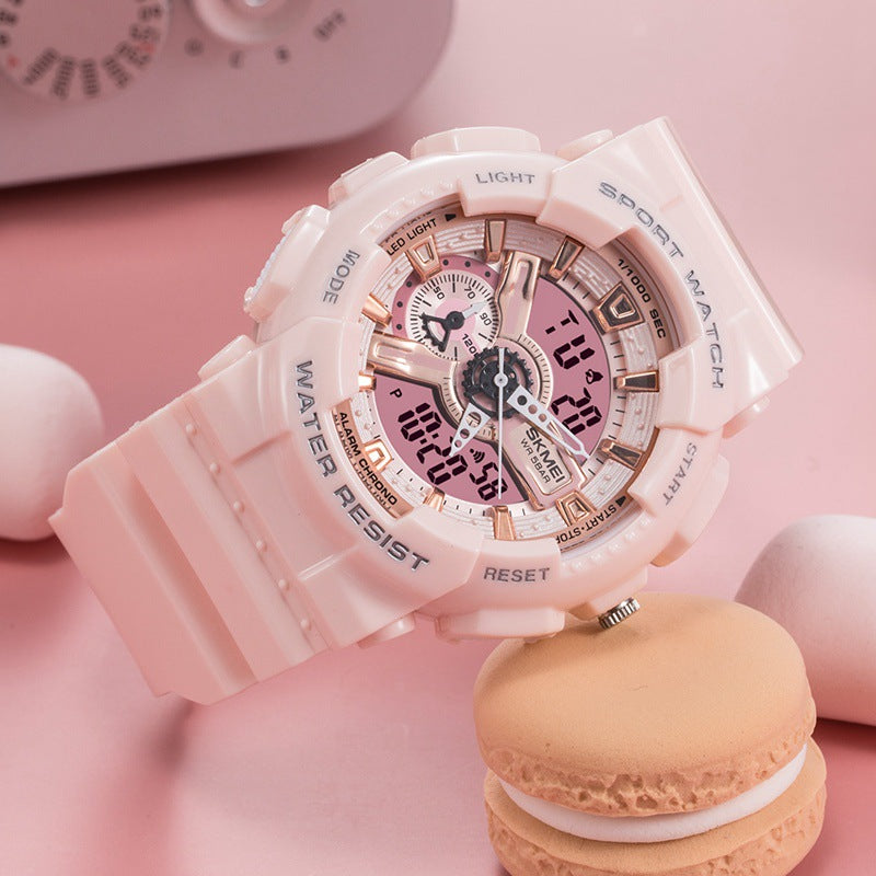 Reloj electrónico deportivo clásico negro y dorado con doble pantalla para estudiantes, reloj para adolescentes, niños y niñas