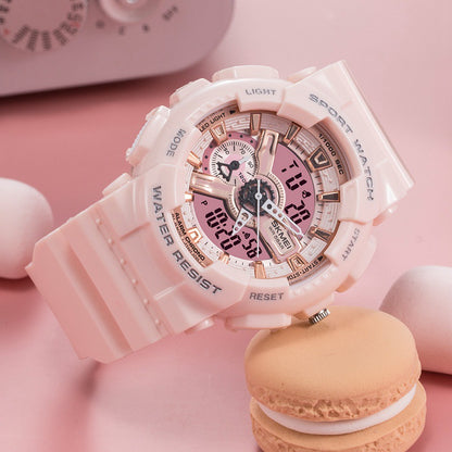 Reloj electrónico deportivo clásico negro y dorado con doble pantalla para estudiantes, reloj para adolescentes, niños y niñas