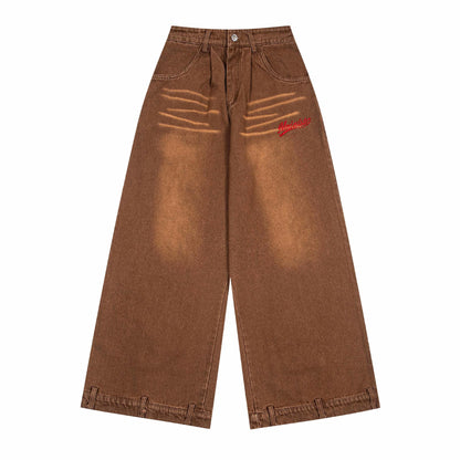 Kitty cat embroidered jeans