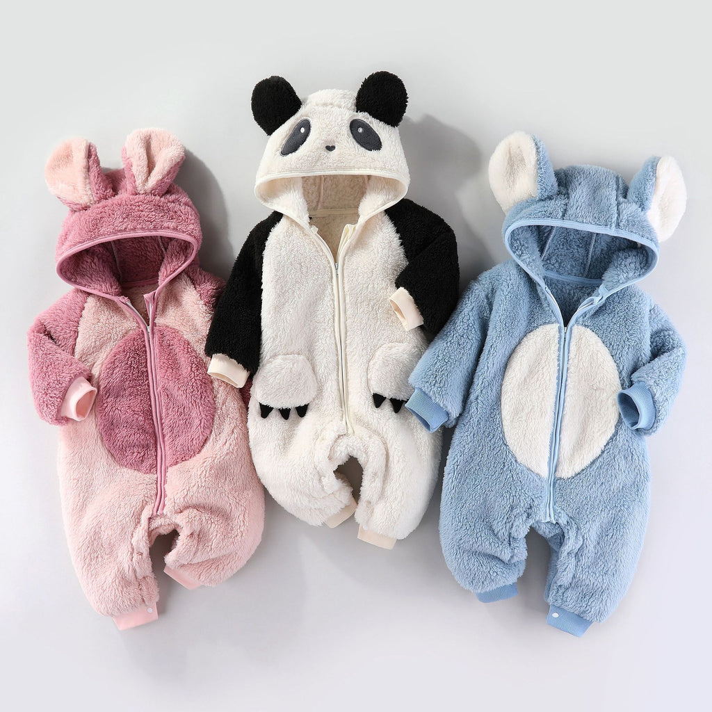 Vêtements d'automne et d'hiver pour bébés Combinaison épaisse et chaude à manches longues doublée polaire