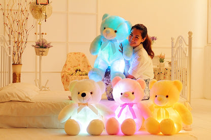 Ours en peluche lumineux à LED, jouet en peluche coloré et brillant, cadeau de Noël pour enfants, oreiller