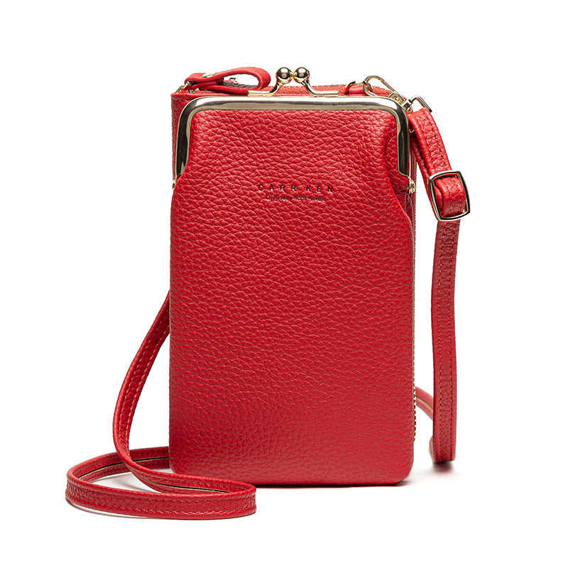 Bolso de Hombro Diagonal de Color Sólido con Patrón Lichi a la Moda