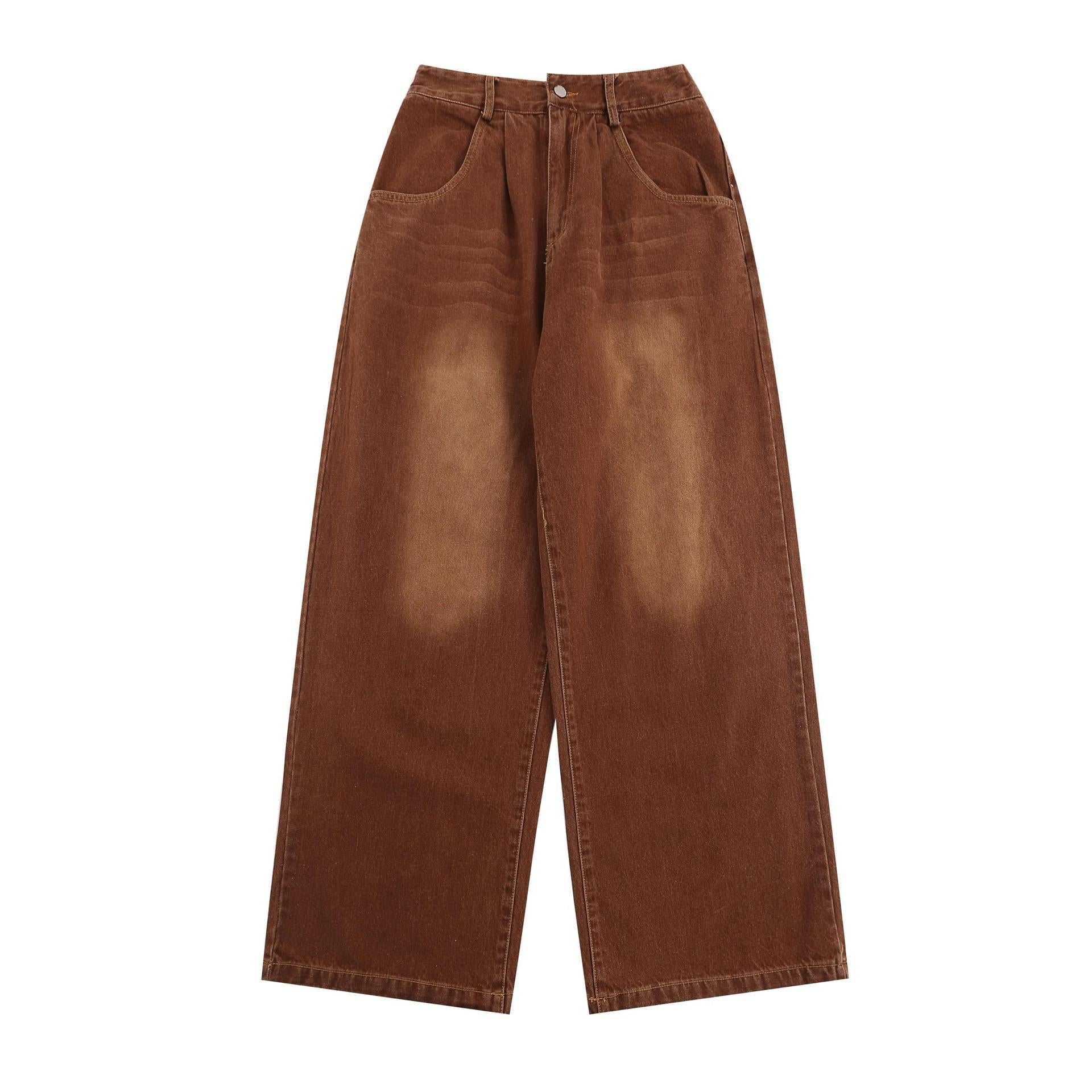 Washed curved knife jeans
