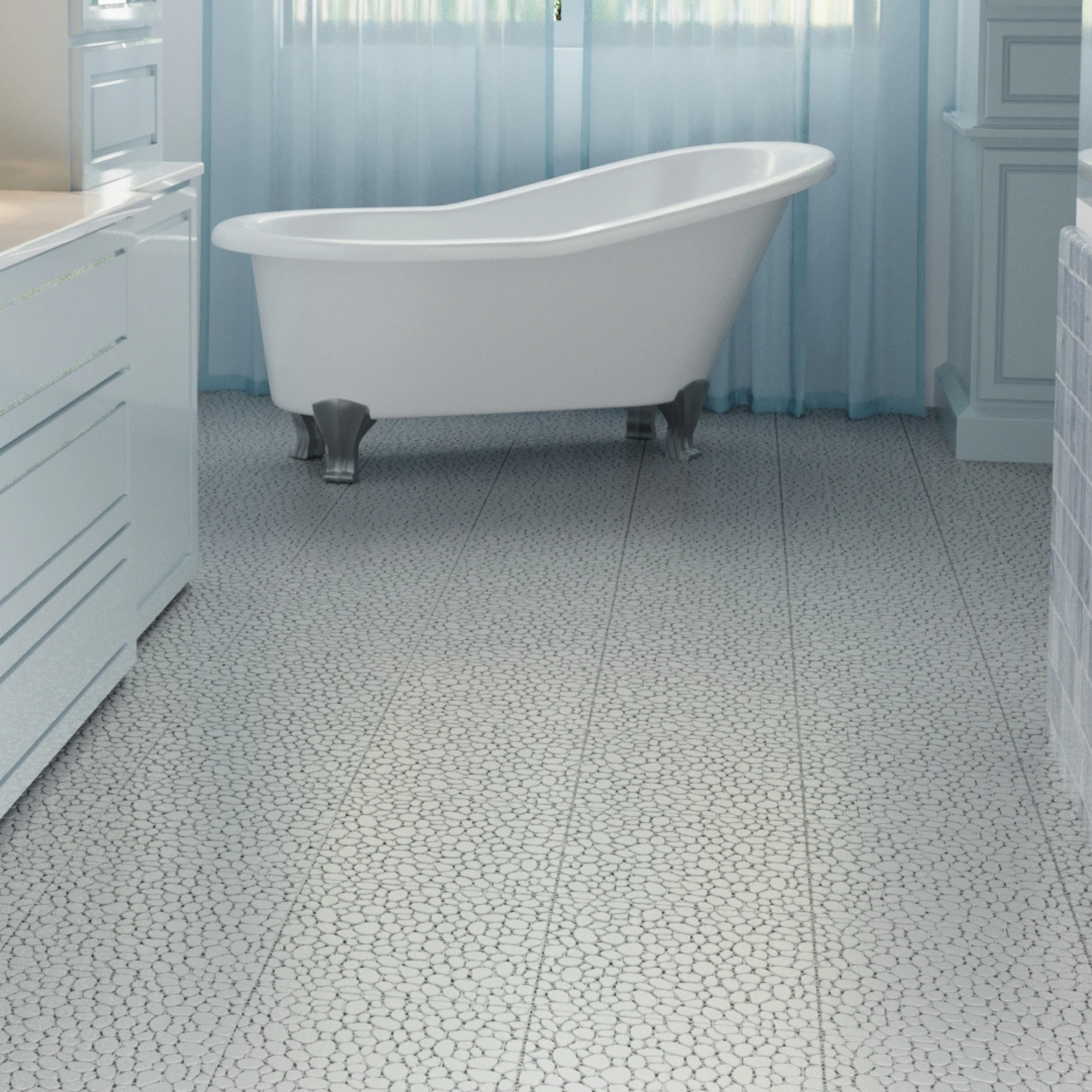 12 x 12 inch gray interlocking deck tiles, plastic waterproof pebble pattern, pack of 12 pieces by eprolo