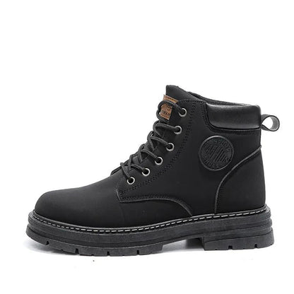 Atlas Mens Waterproof Winter Boots AdTec, black lace-up boot with cushioned comfort