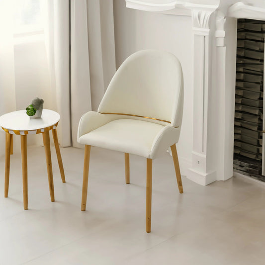 Dining Chair with PU Leather Beige color metal legs (Set of 2) by eprolo