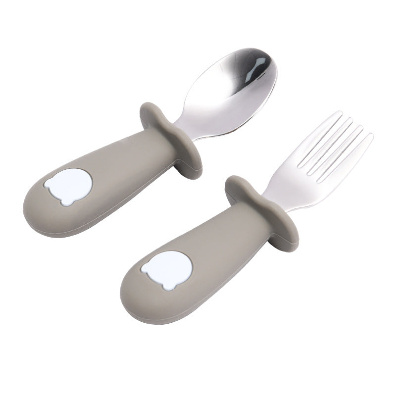 Cuillère Bébé en Silicone Ours de Dessin Animé Vaisselle pour Enfants
