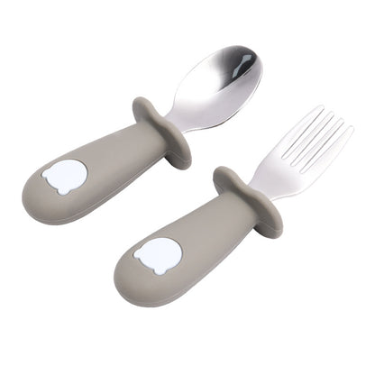 Cuillère Bébé en Silicone Ours de Dessin Animé Vaisselle pour Enfants