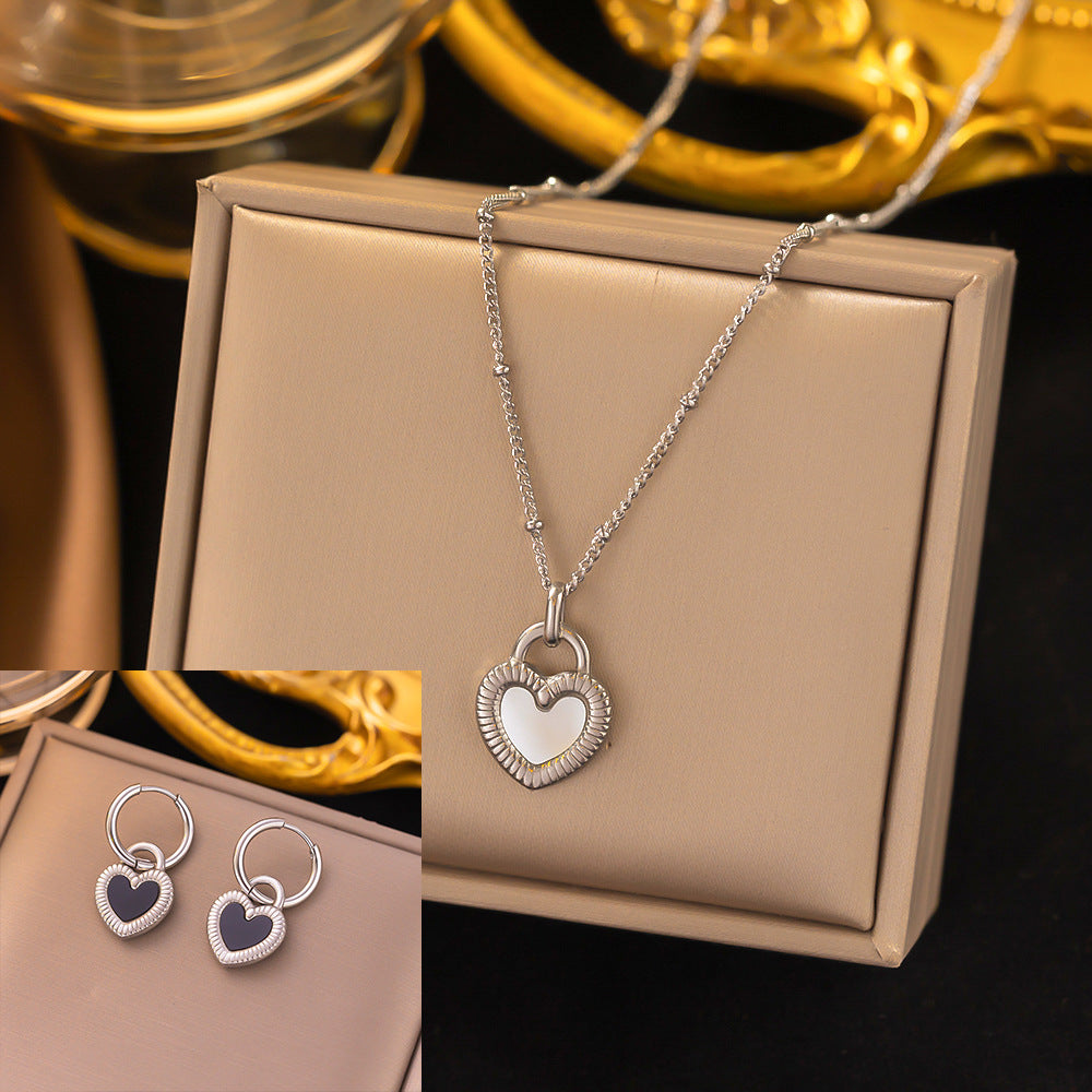 Juego de joyas de acero inoxidable para mujer: collar y pendientes