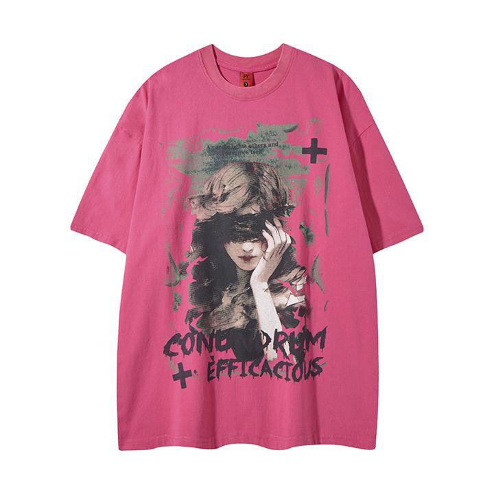 Chemise à manches courtes pour fille, imprimée de cire blanche craquelée, les yeux bandés
