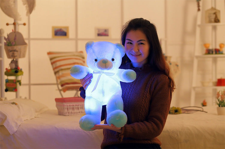Ours en peluche lumineux à LED, jouet en peluche coloré et brillant, cadeau de Noël pour enfants, oreiller
