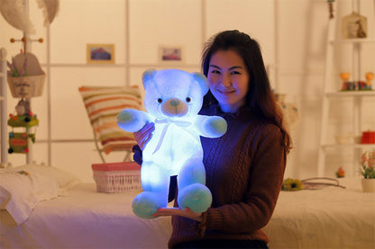 Ours en peluche lumineux à LED, jouet en peluche coloré et brillant, cadeau de Noël pour enfants, oreiller