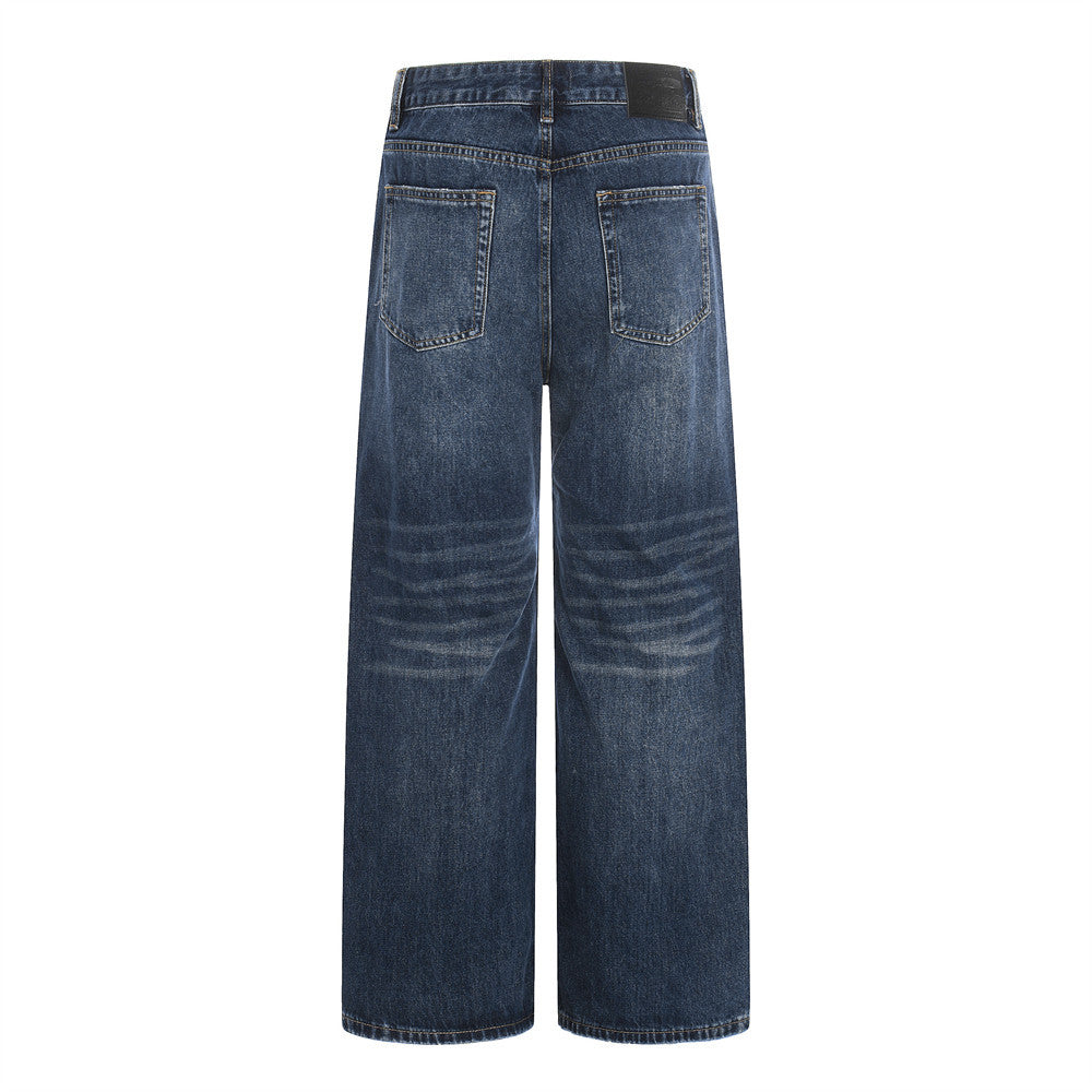 pantalon droit en denim délavé