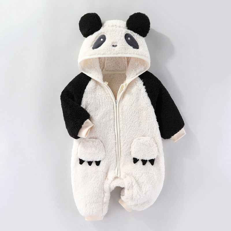 Vêtements d'automne et d'hiver pour bébés Combinaison épaisse et chaude à manches longues doublée polaire