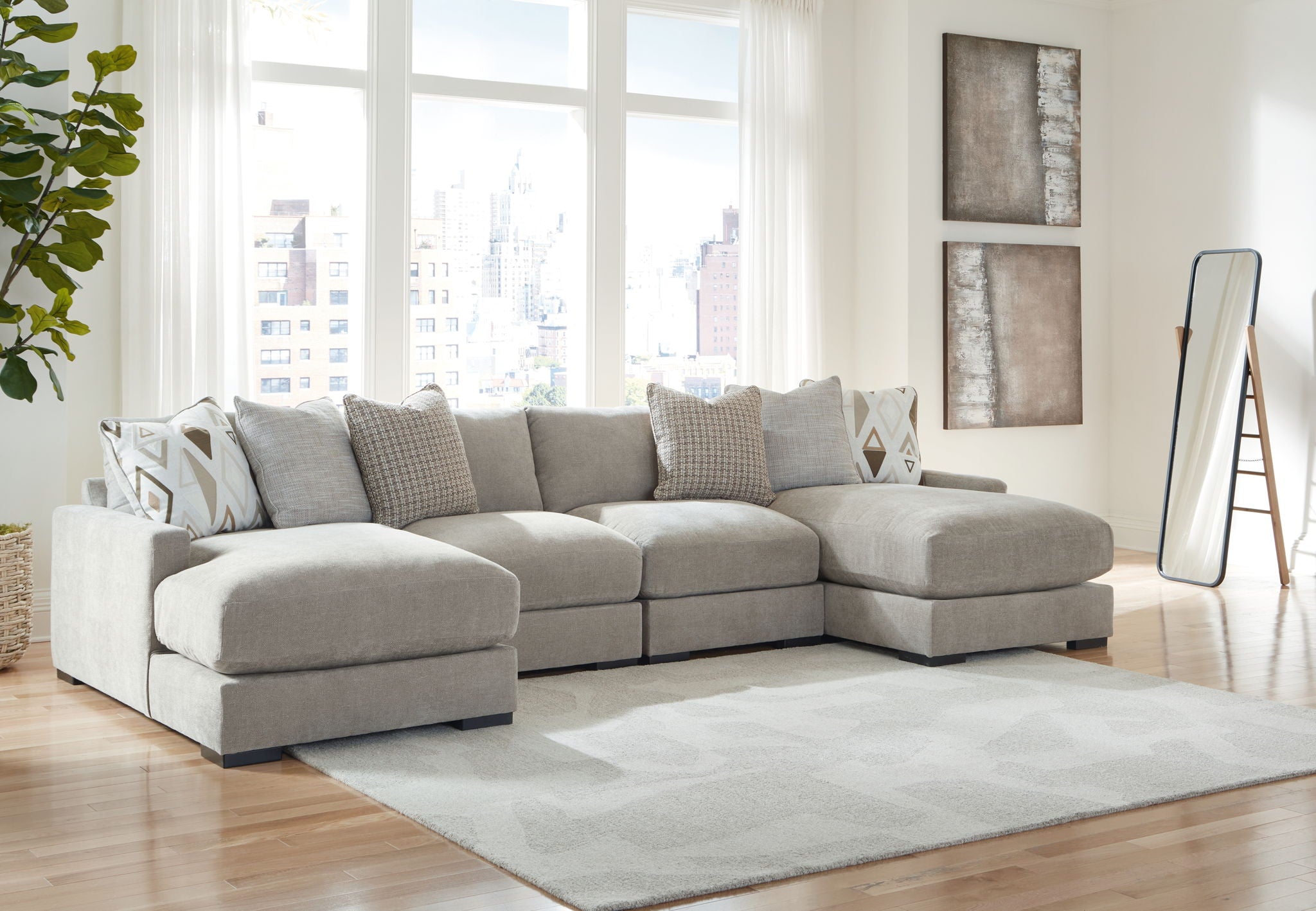 Aslan Court 5-Piece Modular Sectional Sofa Ottoman Set-3