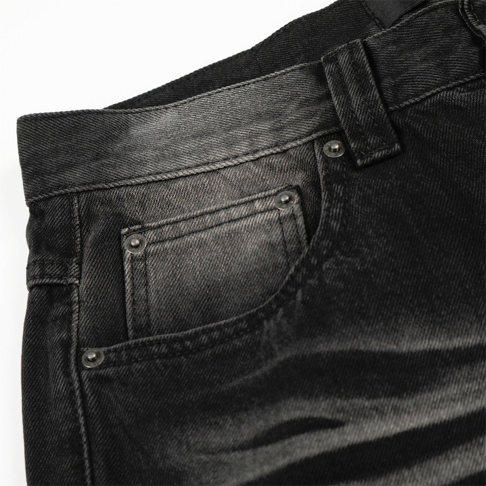 Pantalones rectos de mezclilla desteñida