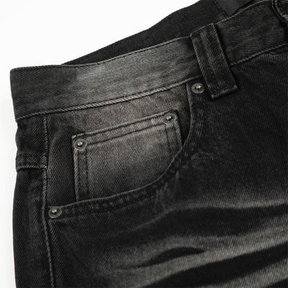 Pantalon droit en jean délavé coloré