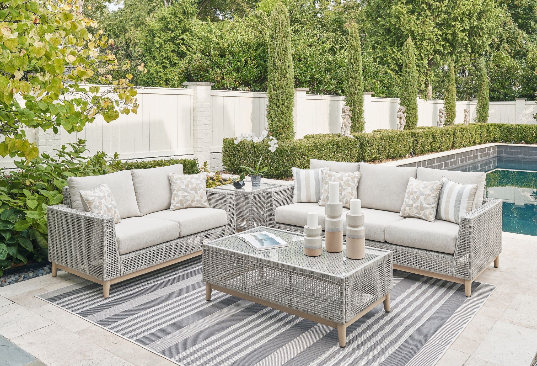 Seton Creek 4 Pc. Lounge Set Gray Wicker Patio Furniture-0