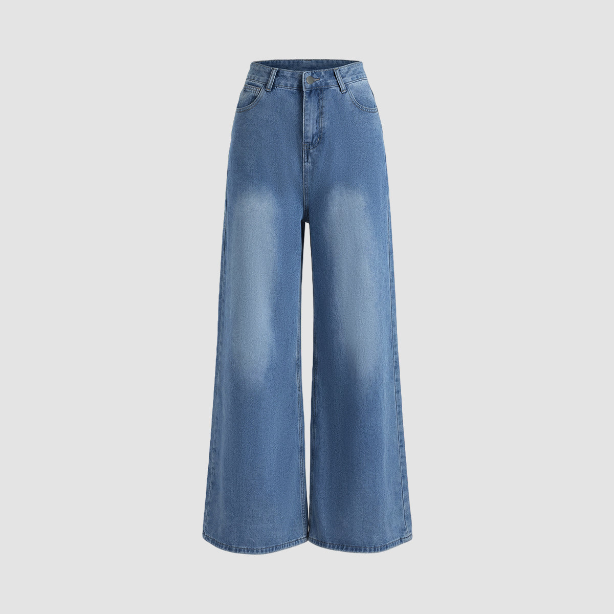 Ensemble veste courte en jean bleu clair et jean large