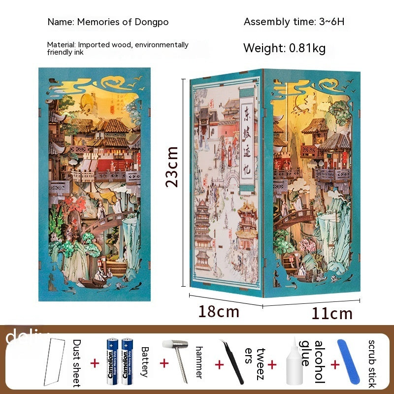 Dongpo Zhiyi Diy Support de livre stéréo 3D en bois à assembler soi-même Modèle de jouet de construction