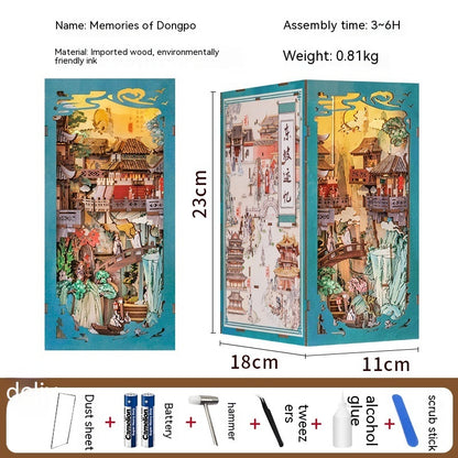 Dongpo Zhiyi Diy Support de livre stéréo 3D en bois à assembler soi-même Modèle de jouet de construction