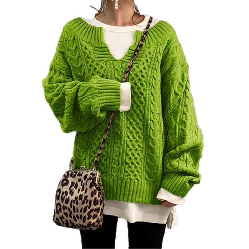 Pull en lin à motifs, tricot décontracté