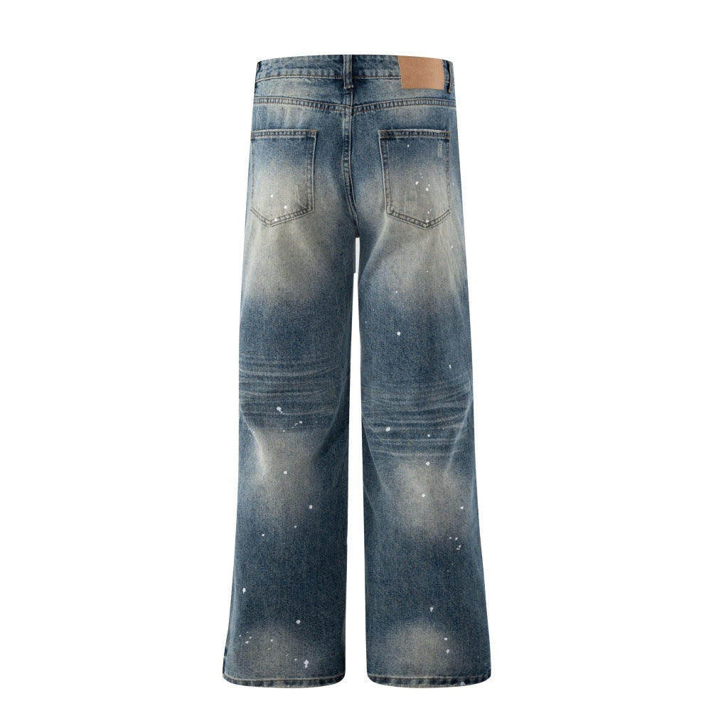 pantalon large en denim délavé