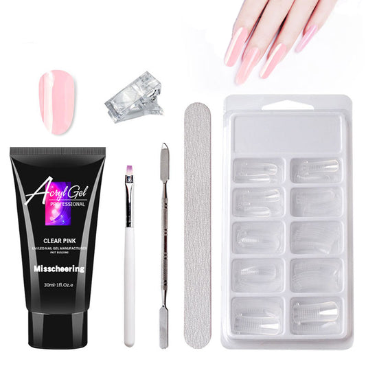 Gel de extensión de uñas sin dolor sin soporte de papel, modelo rápido, juego de gel de cristal sin dolor