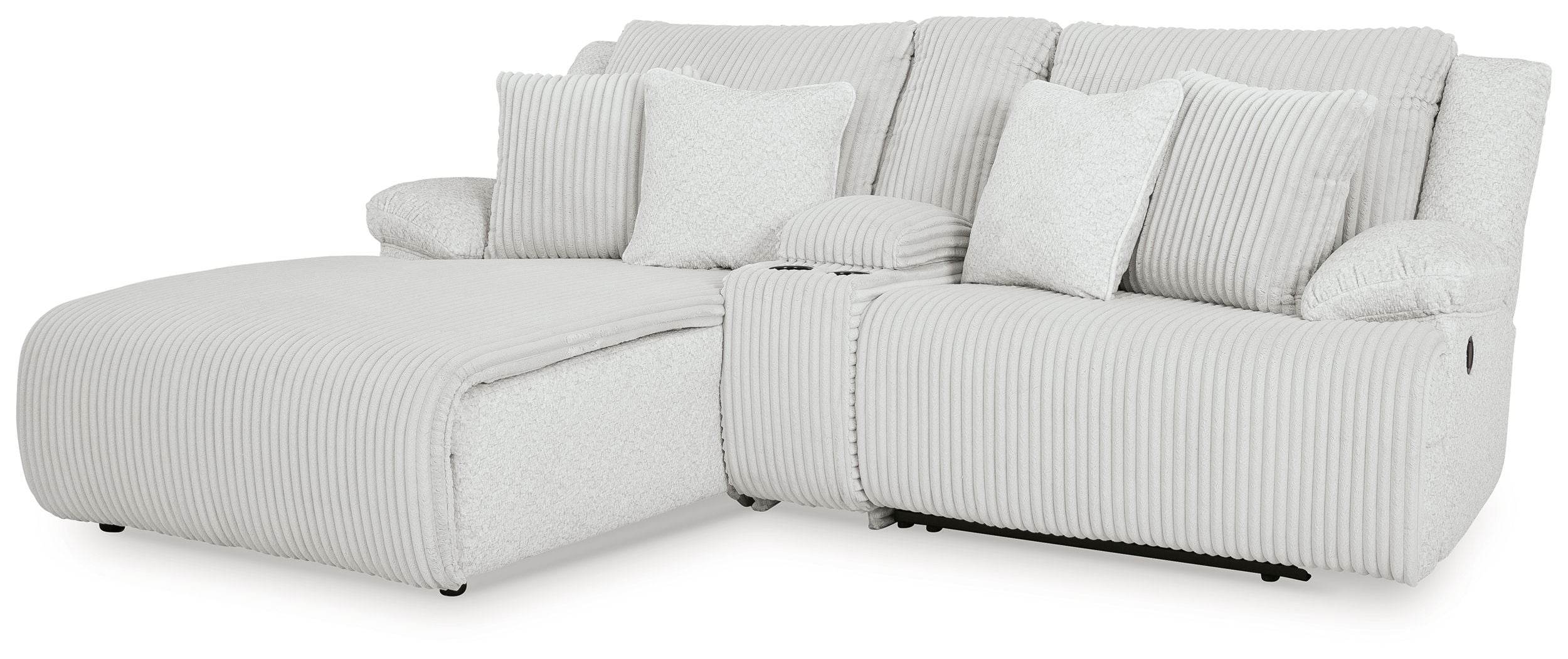 Top Tier - 3-Piece Reclining Sectional Sofa Laf Press Back Chaise - Fabric - Alloy-0
