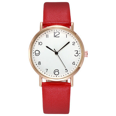 Montre à quartz en cuir pour femme, style décontracté, avec chiffres