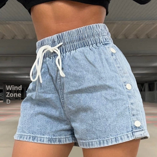 Pantalones cortos vaqueros elásticos de color liso, ajustados y versátiles para ir al trabajo
