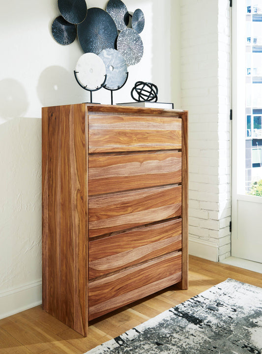 Signature Design by Ashley 5-Drawer Brown Wood Accent Chest-1