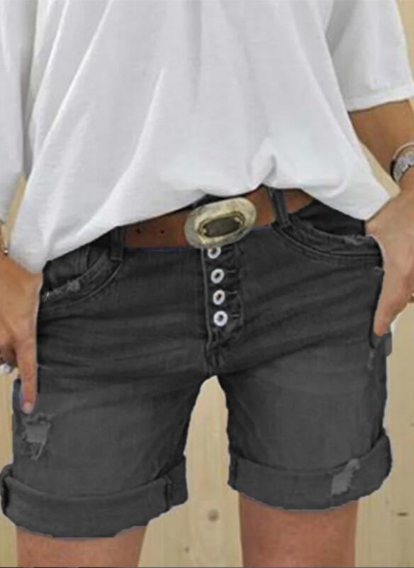 Pantalones cortos de mezclilla de talle alto para mujer