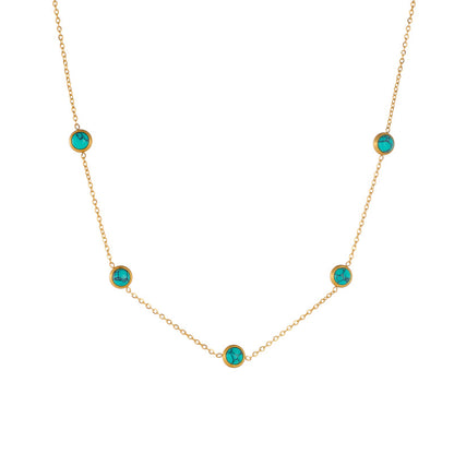 Boucles d'oreilles pendantes en acier inoxydable avec chaîne et perles rondes turquoises