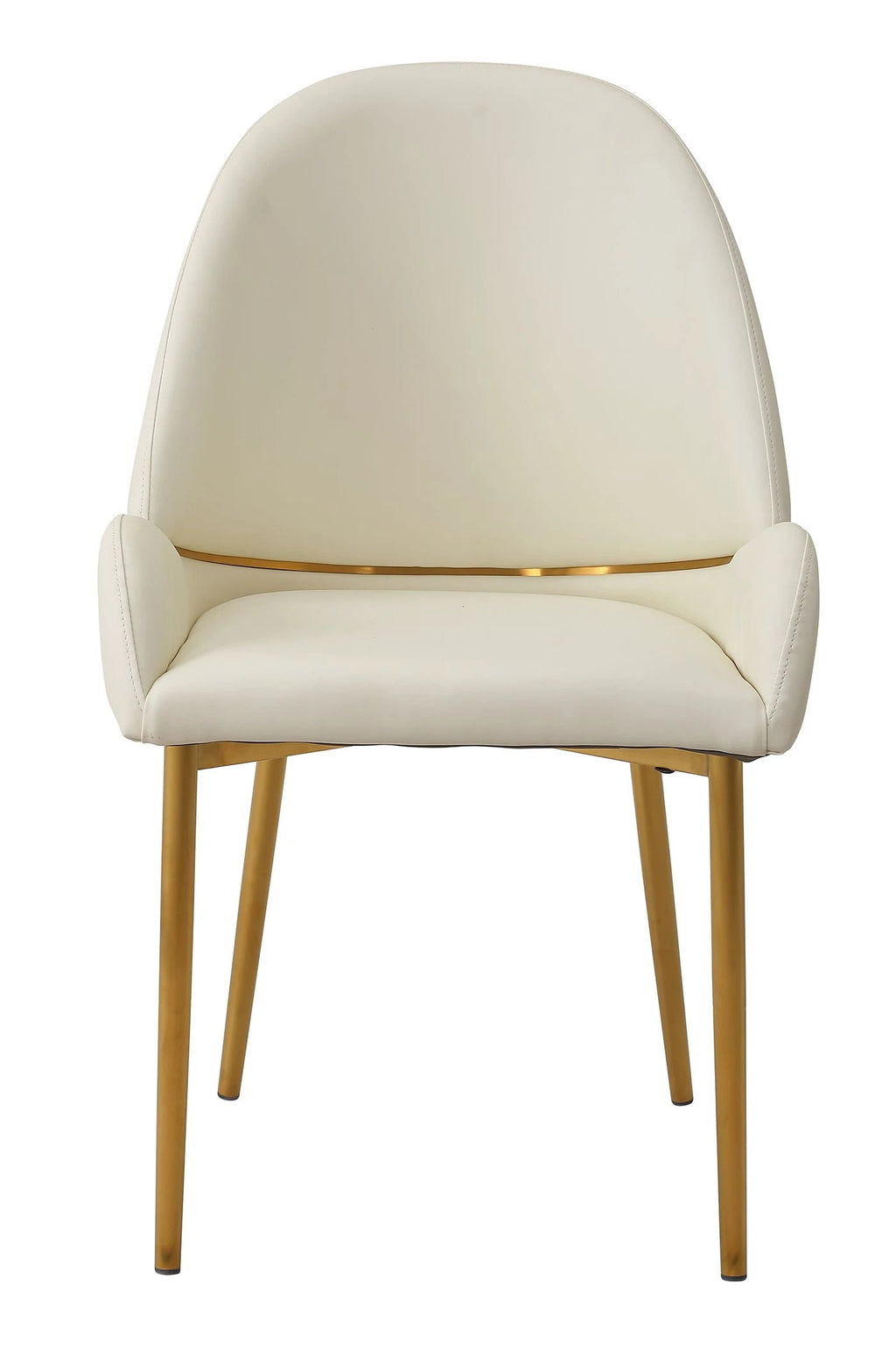Dining Chair with PU Leather Beige color metal legs (Set of 2) by eprolo