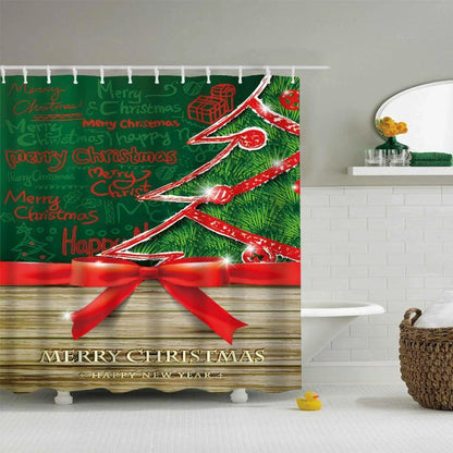 Christmas Waterproof Polyester Bathroom Shower Curtain Decor With Hooks by eprolo