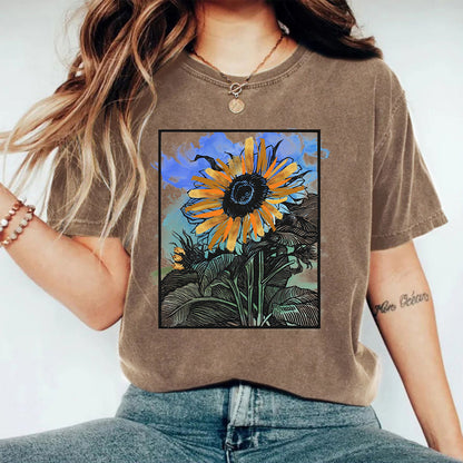 Washed and used T-shirt printed T-shirt top