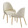 Dining Chair with PU Leather Beige color metal legs (Set of 2) by eprolo