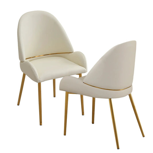 Dining Chair with PU Leather Beige color metal legs (Set of 2) by eprolo