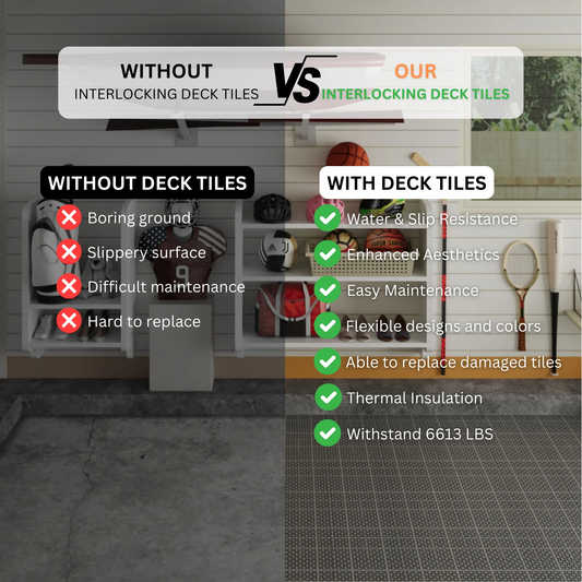 12 x 12 inch gray interlocking deck tiles, plastic waterproof, weighing up to 6613 pounds, with a rose pattern pack of 12 by eprolo