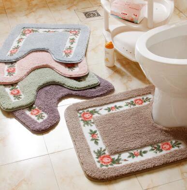 Shower Pad Mat Rug Bathroom Mats Set Coral Velvet Soft Toilet Carpet by eprolo