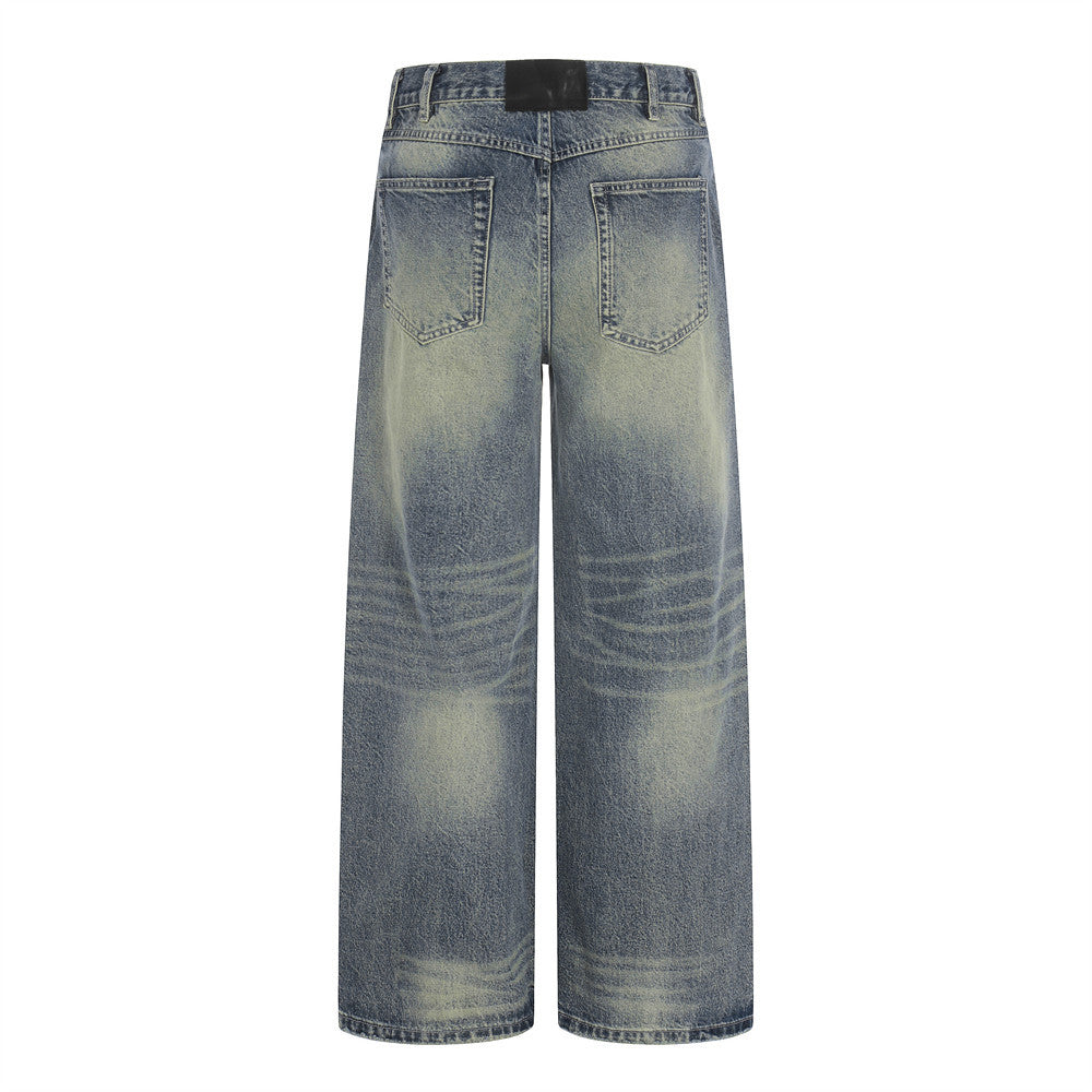 pantalon droit en denim délavé