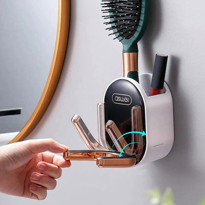 Wall Mounted Hair Dryer Holder Foldable Bathroom Wall Organizer Storage Holder Home Hair Brush Storage Bracket Hair Dryer Rack by eprolo