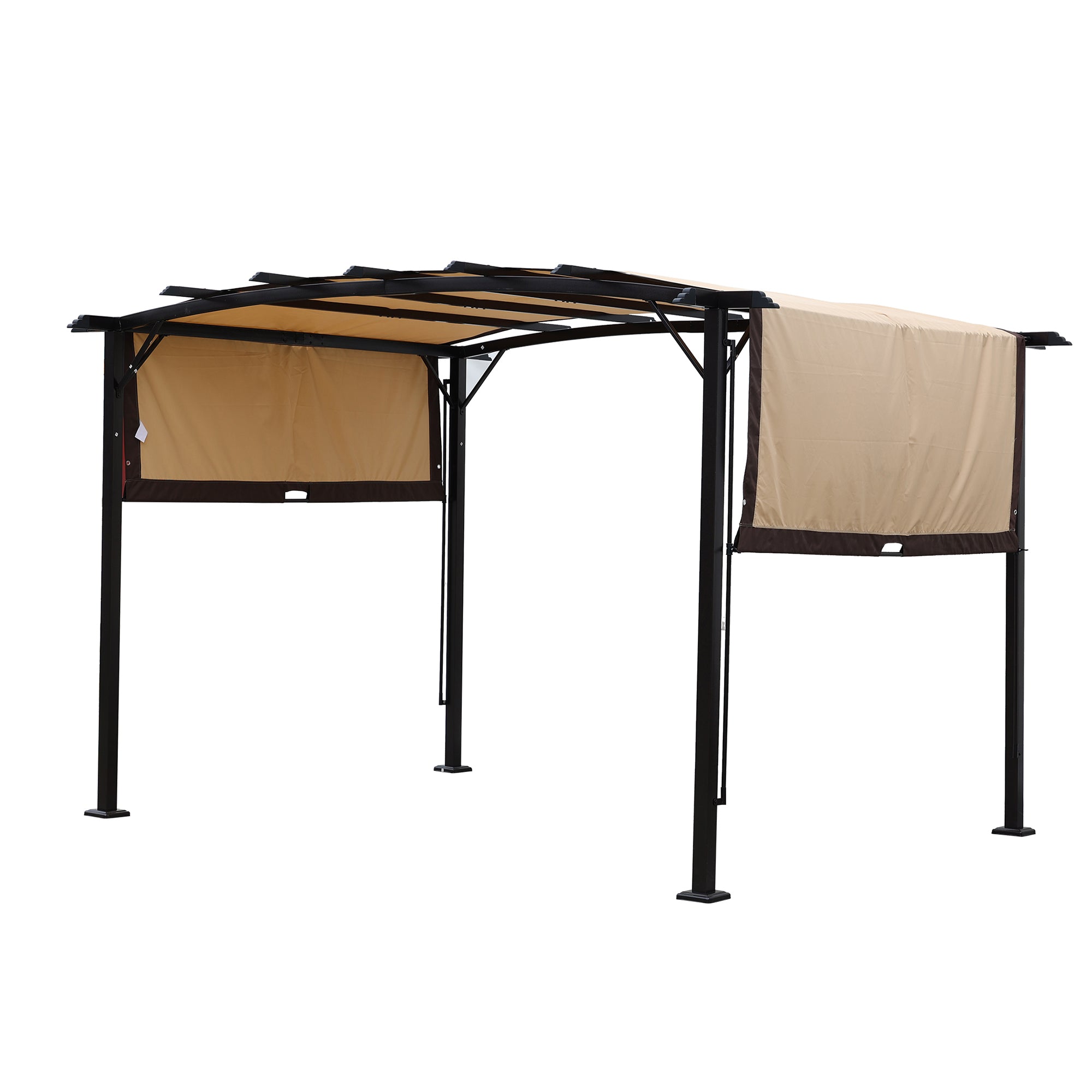 Pergola de jardin extérieure 3,6 x 2,7 m, auvent rétractable, gloriette en acier, abri solaire pour jardins