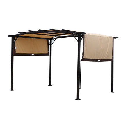Pérgola de exterior de 12 x 9 pies, cenador de patio, toldo retráctil, cenador de uva con estructura de acero, pérgola parasol para jardines