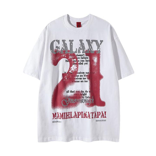 Wash to make old letters 21 short sleeves